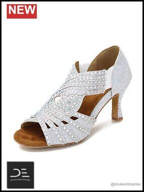 Rhinestone Satin Dance Shoes Low Heel Ballroom Latin Salsa
